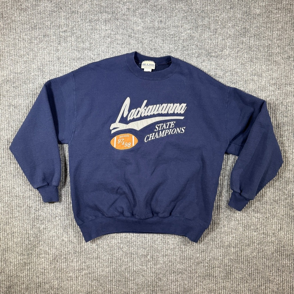 Vintage Brazos Lackawanna State Champions 97 98 Football Sweatshirt Navy XL USA